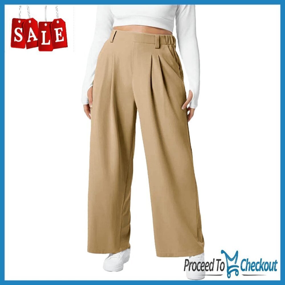 Plus Size Wide Leg Palazzo Pants Elastic High Waist Fleece Lined